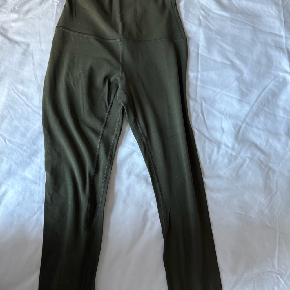 3/4 Lululemon Athletica Dark Green High-Waisted Leggings
